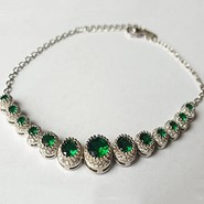 Silver Synthetic Emerald & Cubic Zirconia Bracelet